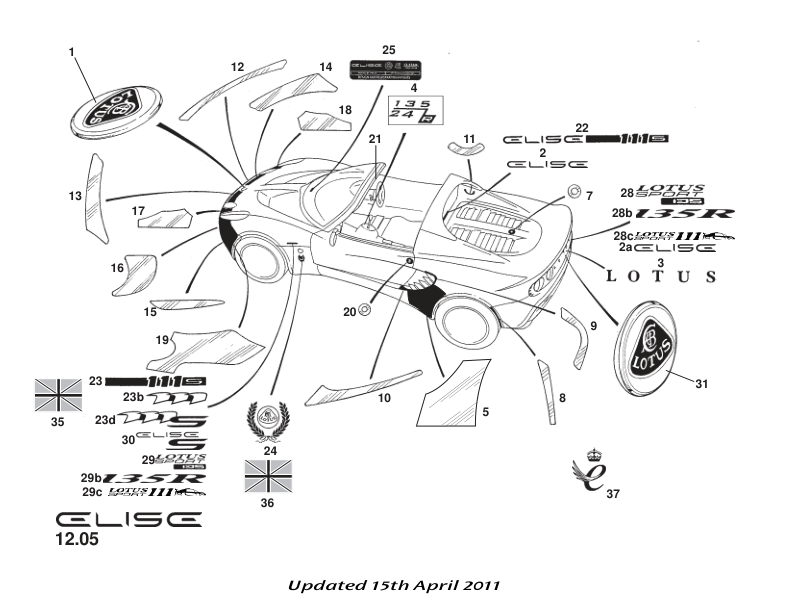 A117B0512F - DECAL-ELISE SILVER (04MY)