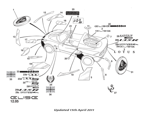 [A117U0192F] A117U0192F - DECAL-ELISE-REAR GLASS