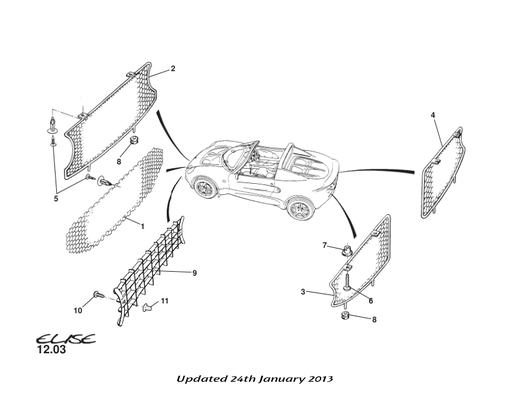 [B111B0059F] B111B0059F - Front Mesh Grille (Driving Lamp)
